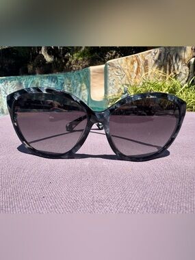 Diane Von Furstenberg Black Marble Butterfly Sunglasses